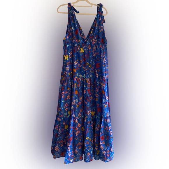 J.Crew Dauphinette X Tie-Shoulder Maxi Cover-Up Dress Cornucopia Floral XL $248 - Picture 3 of 10